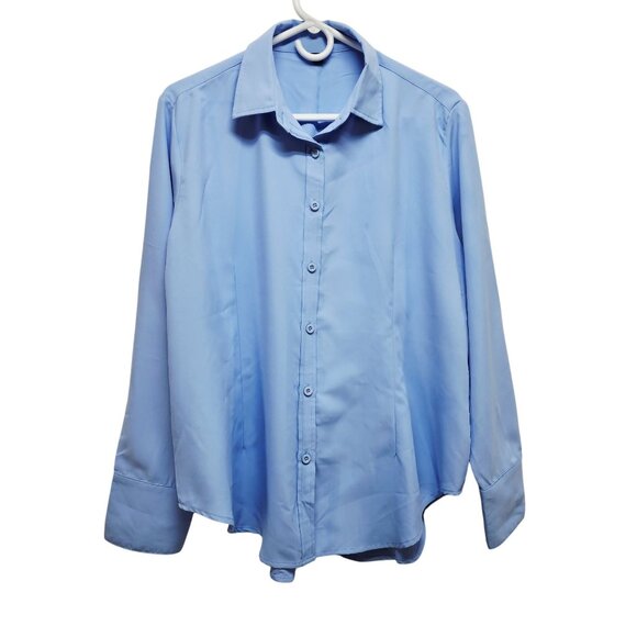 Light Blue Mens Long-Sleeve Button-Up Dress Shirt Size XL - Picture 1 of 9